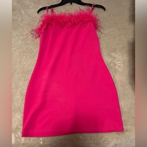 Pink boa body con dress size M